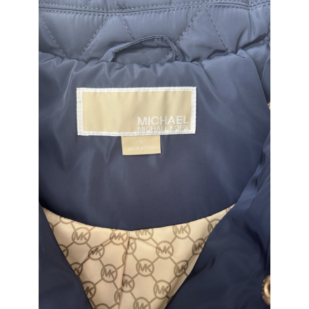 Michael Kors Navy Quilted Jacket With Trim Size Medium, New - Picture 2 of 6